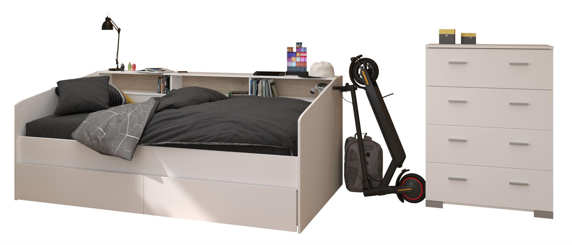 KINDERZIMMER-SET Paca 45 3-tlg. Holznachbildung Weiß/Eiche - Eichefarben/Weiß, Kunststoff (100/1/200cm) - 58aufmkessel