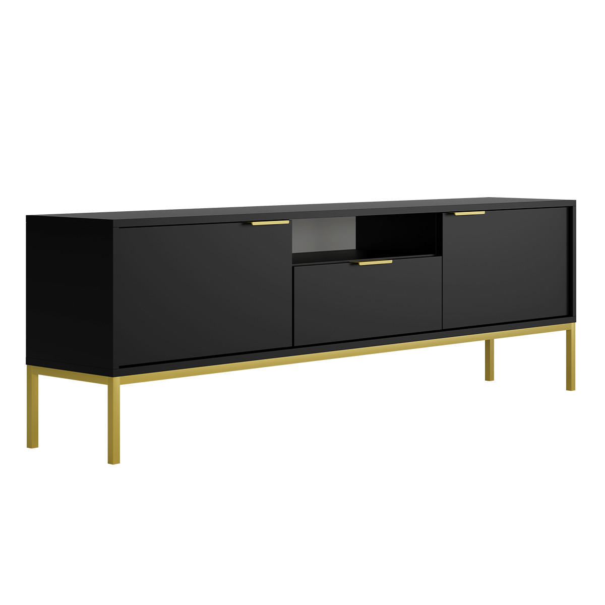 TV-MÖBEL Seattle Schwarz - Schwarz, Holzwerkstoff (33/56.4/175cm) - Petits-meubles