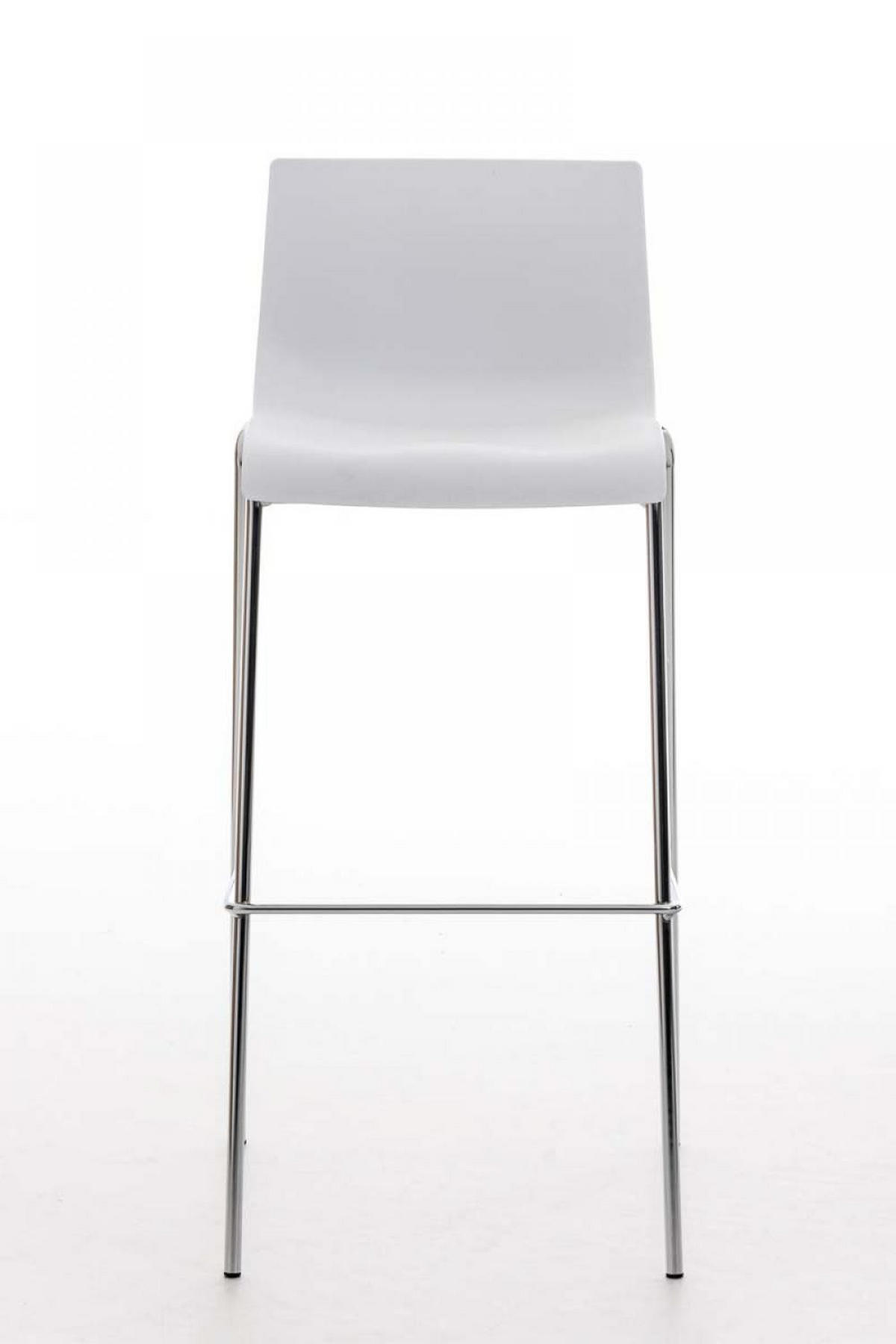 BARHOCKER Kunststoff Weiß - Chromfarben/Weiß, Kunststoff/Metall (43/100/48cm) - CLP