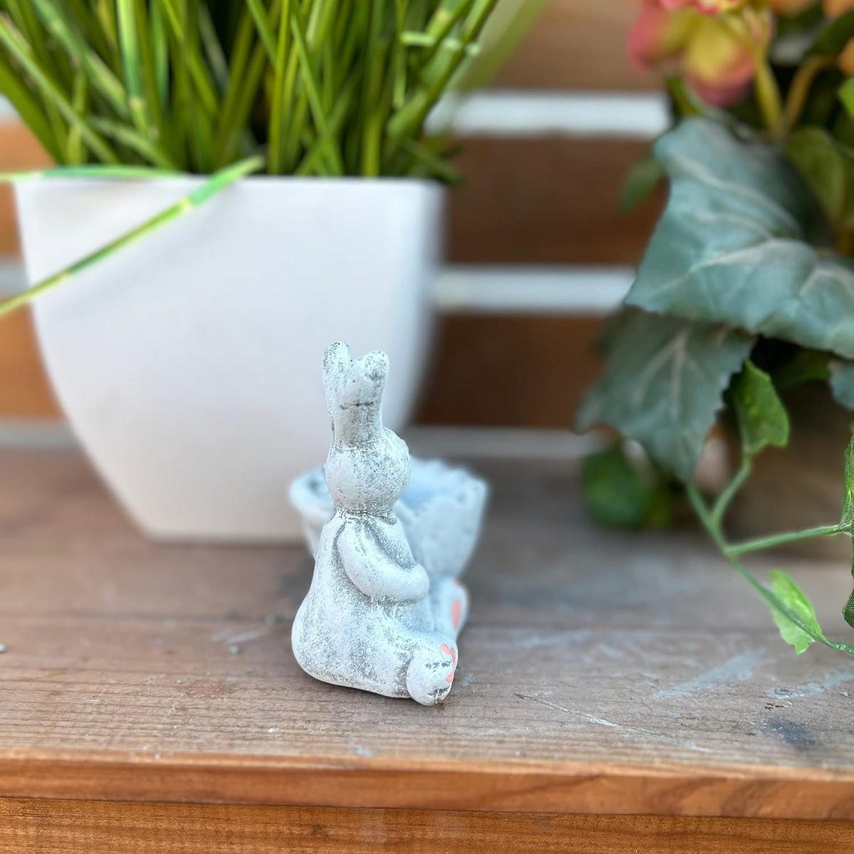 STEINFIGUR Hase Häschen frostfest Steinguss Eierbecher Steinguss - Grau, Stein (6/9/9cm) - stoneandstyle