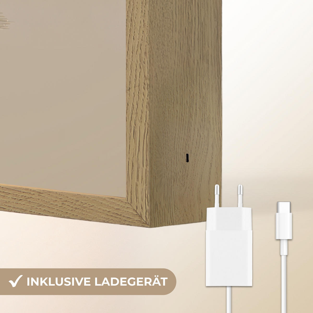 NACHTTISCHLAMPE MIT AKKU Bär - Weiße Blumen - Gemütlich 60x90 cm - Taupe, Holzwerkstoff (8/60/90cm) - OnlyWow
