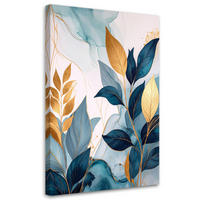 BILD auf Leinwand, Abstrakte blaue Blätter Pflanzen Glamour - Grün, Textil (30/45cm) - Feeby