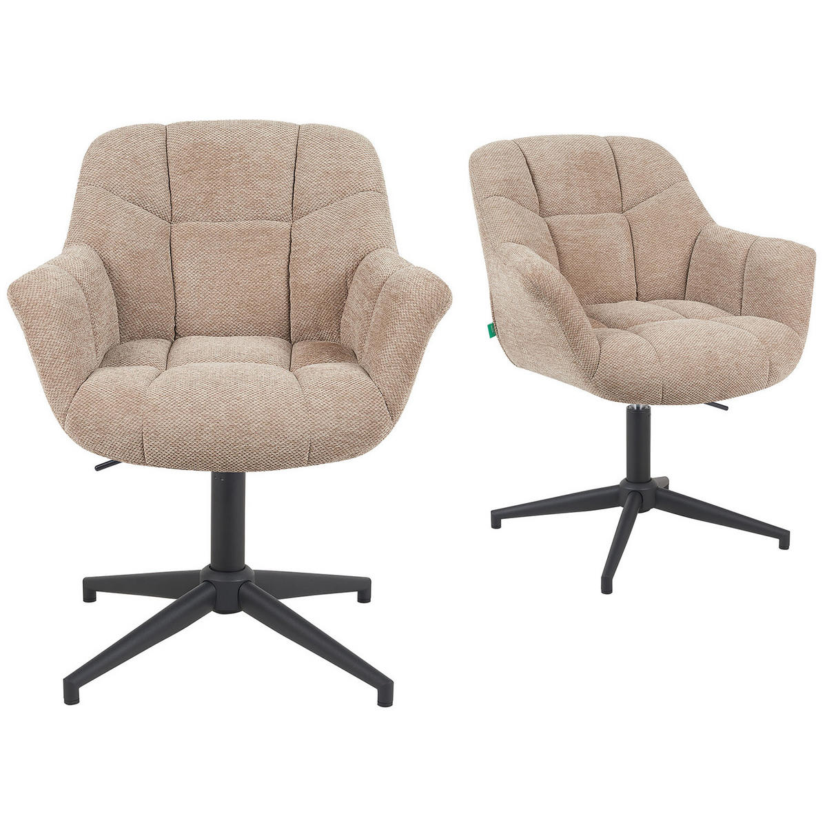 BÜROSTUHL Mika-Nala - Beige/Schwarz, Textil/Metall (65/78/66cm) - DUBI Möbel