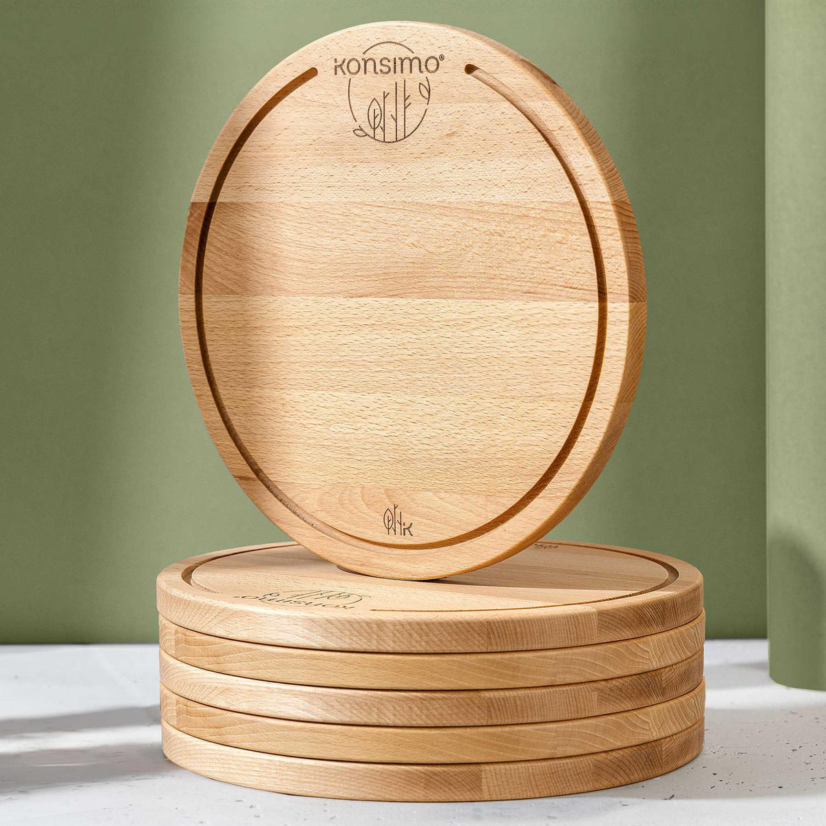 SCHNEIDEBRETT Holz Buche geölt LESTE 6-tlg - Buchefarben, Holz (32/32cm) - KONSIMO®