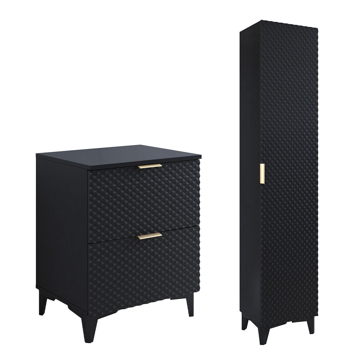 PODUMIVALNIŠKA OMARICA 60.4cm Cléa 2-delni komplet Črna - črna, leseni material (60.4/62.6/48.5cm) - Petits-meubles