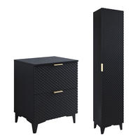 PODUMIVALNIŠKA OMARICA 60.4cm Cléa 2-delni komplet Črna - črna, leseni material (60.4/62.6/48.5cm) - Petits-meubles