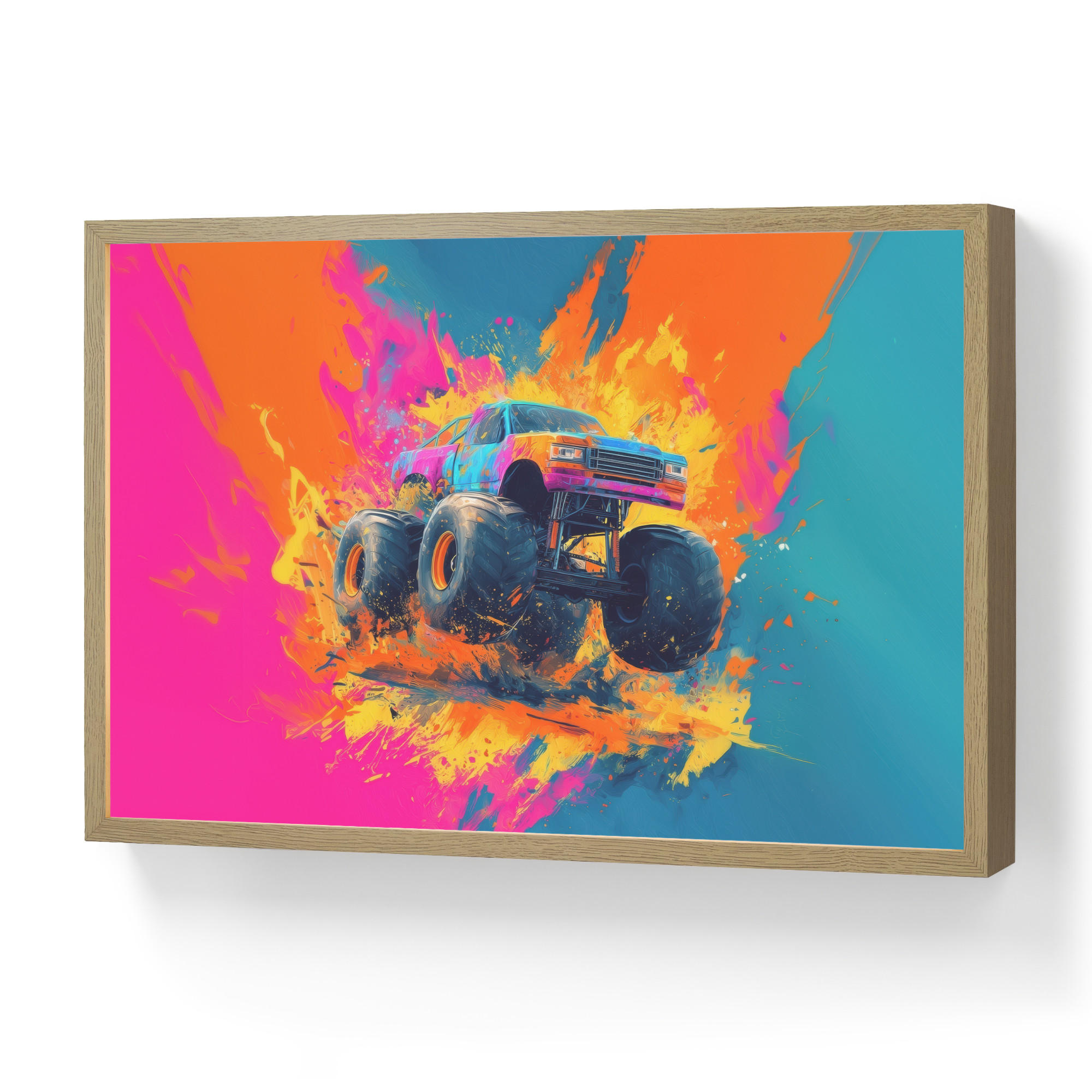OnlyWow DOBÍJECÍ NOČNÍ LAMPIČKA Monster truck - Abstraktní - Stříkající barva - Barevné 60x40 cm