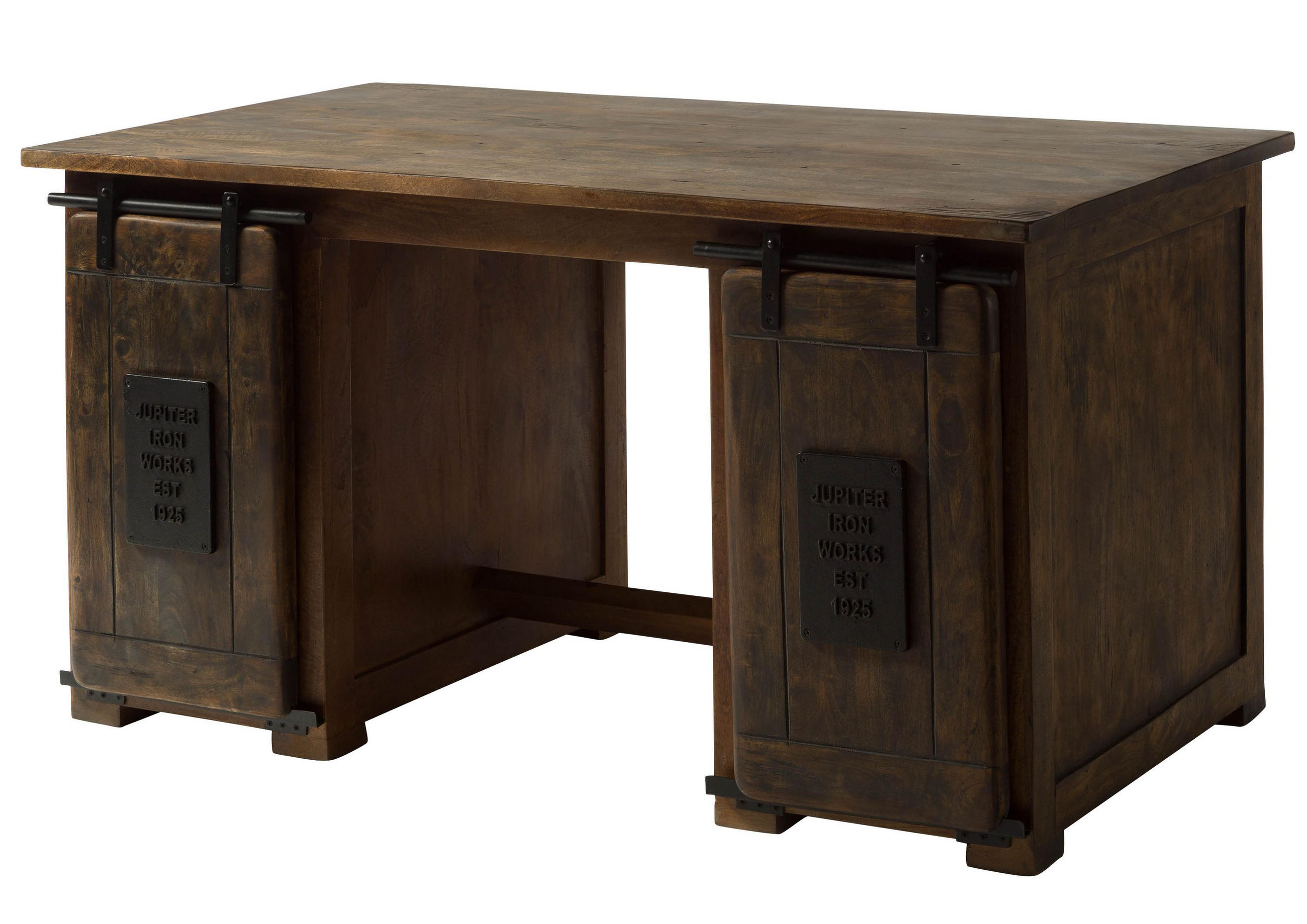 SCHREIBTISCH Mango 140x80x76 braun lackiert RAILWAY #461 - Braun, Holz (80/140/76cm) - Massivmoebel24