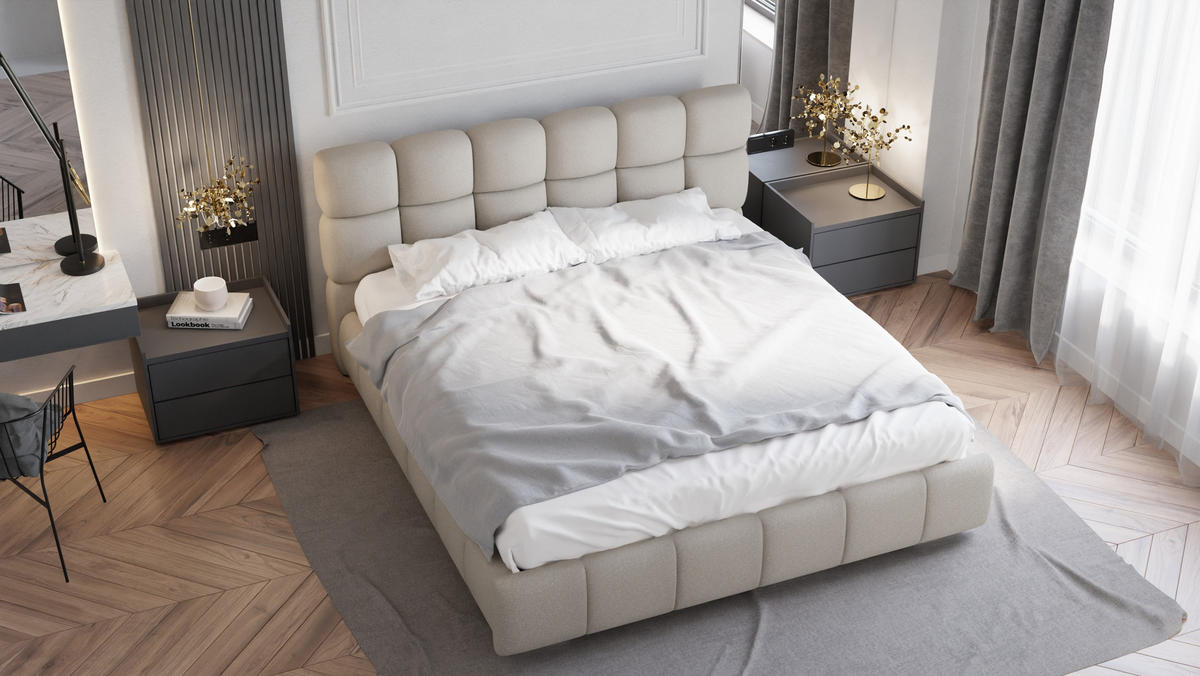 POLSTERBETT Bliss 180 x 200 cm mit Bettkasten und Lattenrost 7zonen PocketKokos Arlan (21cm) - braun - Braun, Holz (180/206cm) - Panda Möbel