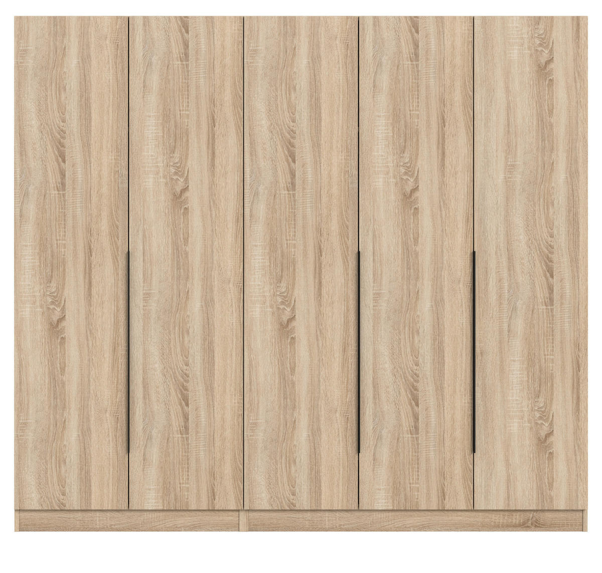 KLEIDERSCHRANK Eiche Sonoma 5-türig 2000 x 181 cm, Drehtürenschrank mit Kleiderstange - Eichefarben/Schwarz, Holzwerkstoff/Kunststoff (200/181/52cm) - Inn.Furn
