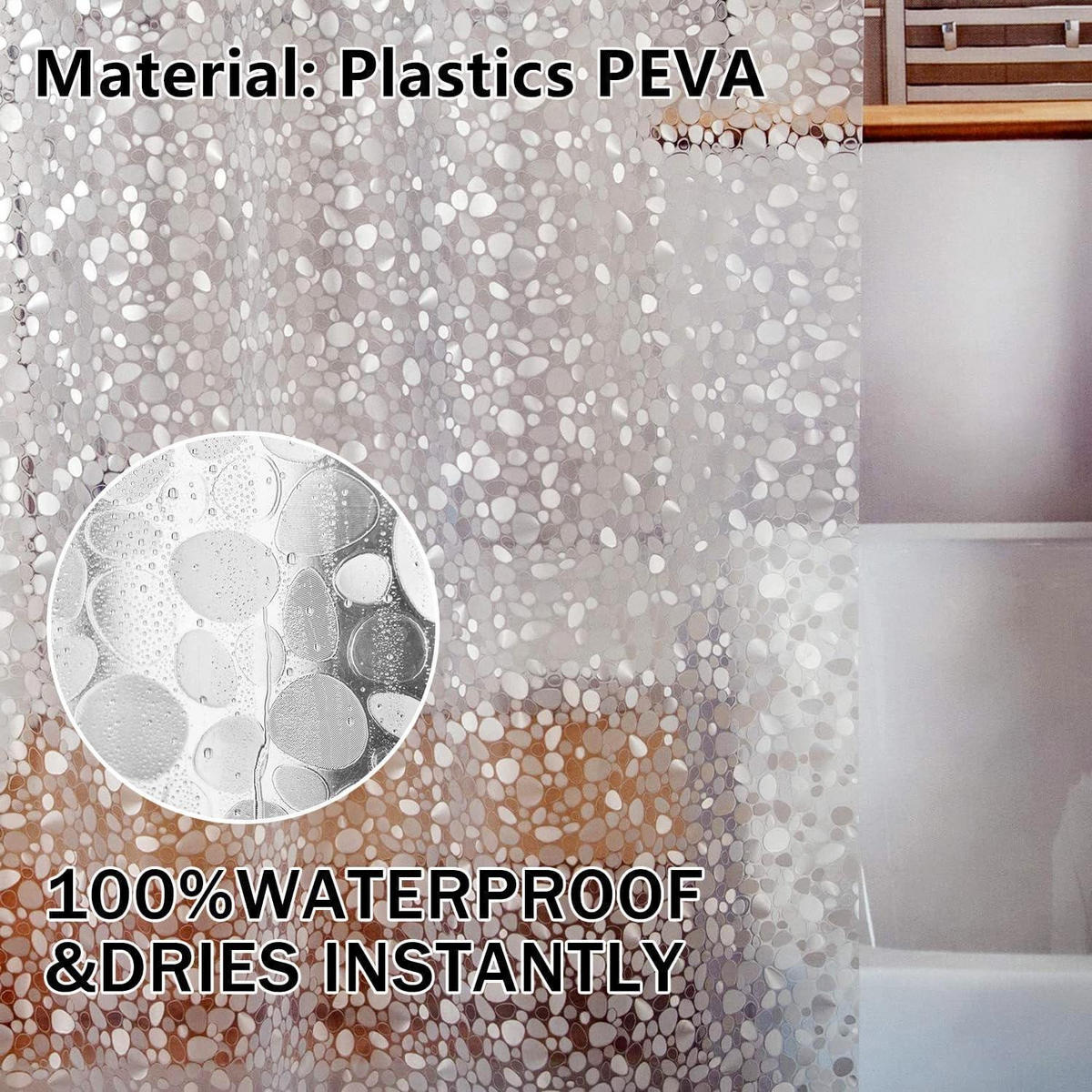 DUSCHVORHANG 180 x 180 cm PEVA Anti-Schimmel Wasserdicht - Transparent, Kunststoff (180/180cm)
