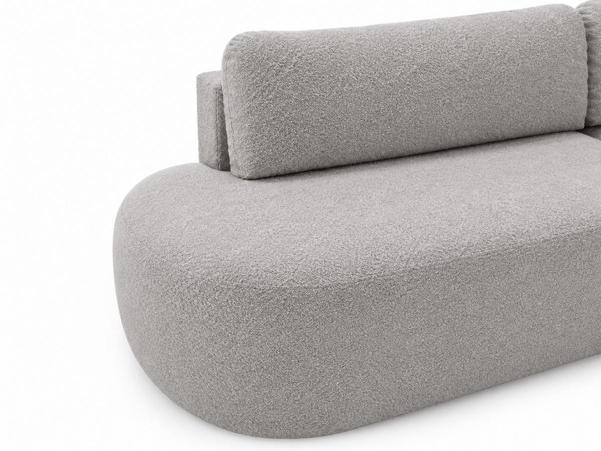 ECKSOFA Aurio O Bouclé-Stoff Grau Rechts - Grau, Holz/Textil (177/271cm) - Graingold