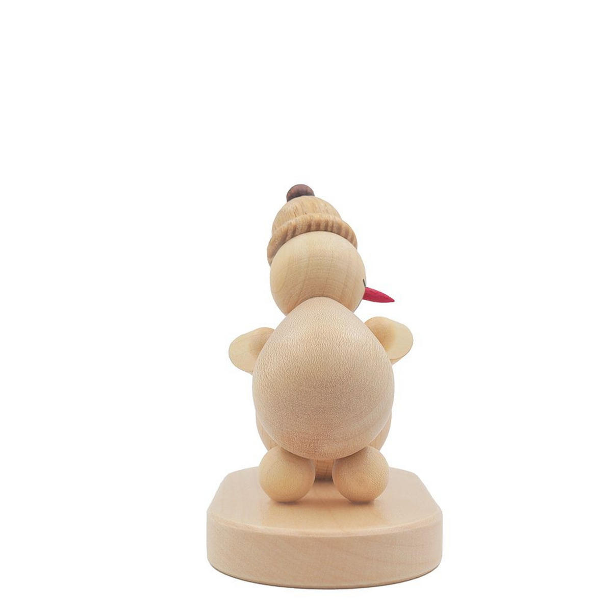 HOLZFIGUR Schneemann Junior mit Schneekugel unten auf Sockel 9 cm - Multicolor, Holz (9/1/0.1cm)
