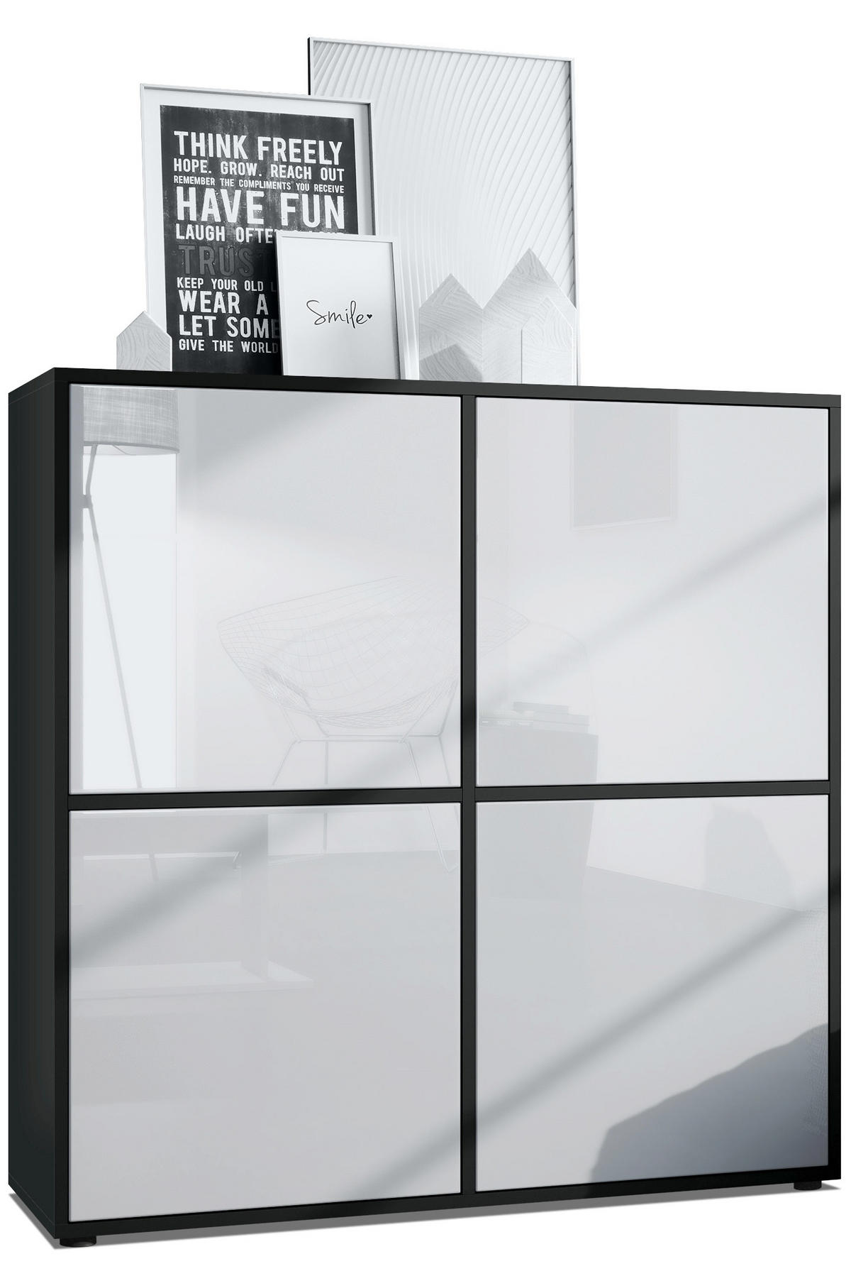 HIGHBOARD Cuba Türen in Weiß Hochglanz - Weiß Hochglanz, Holzwerkstoff (104/105.5/35.5cm) - Vladon