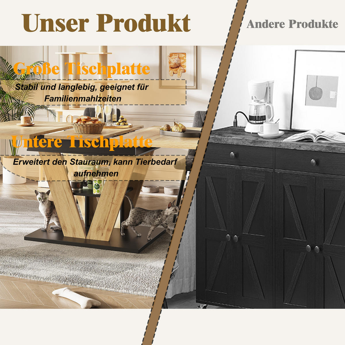 ESSTISCH Ausziehbar 110-140 cm Natural Wood mit verstecktem Staufach - Sonoma Eiche, Holzwerkstoff (80/110/75cm) - Urban Meuble