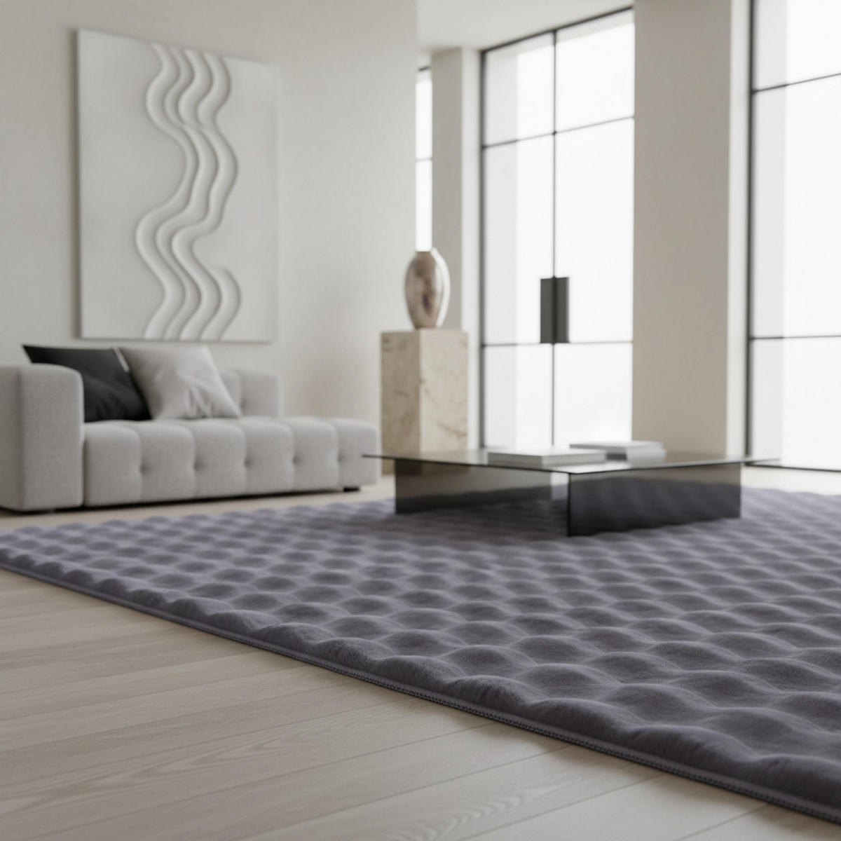 HOCHFLORTEPPICH Waschbar NAUDERS, einfarbig, Grau, 80 x 250 cm - Grau, Textil (80/250cm) - KADIMA DESIGN