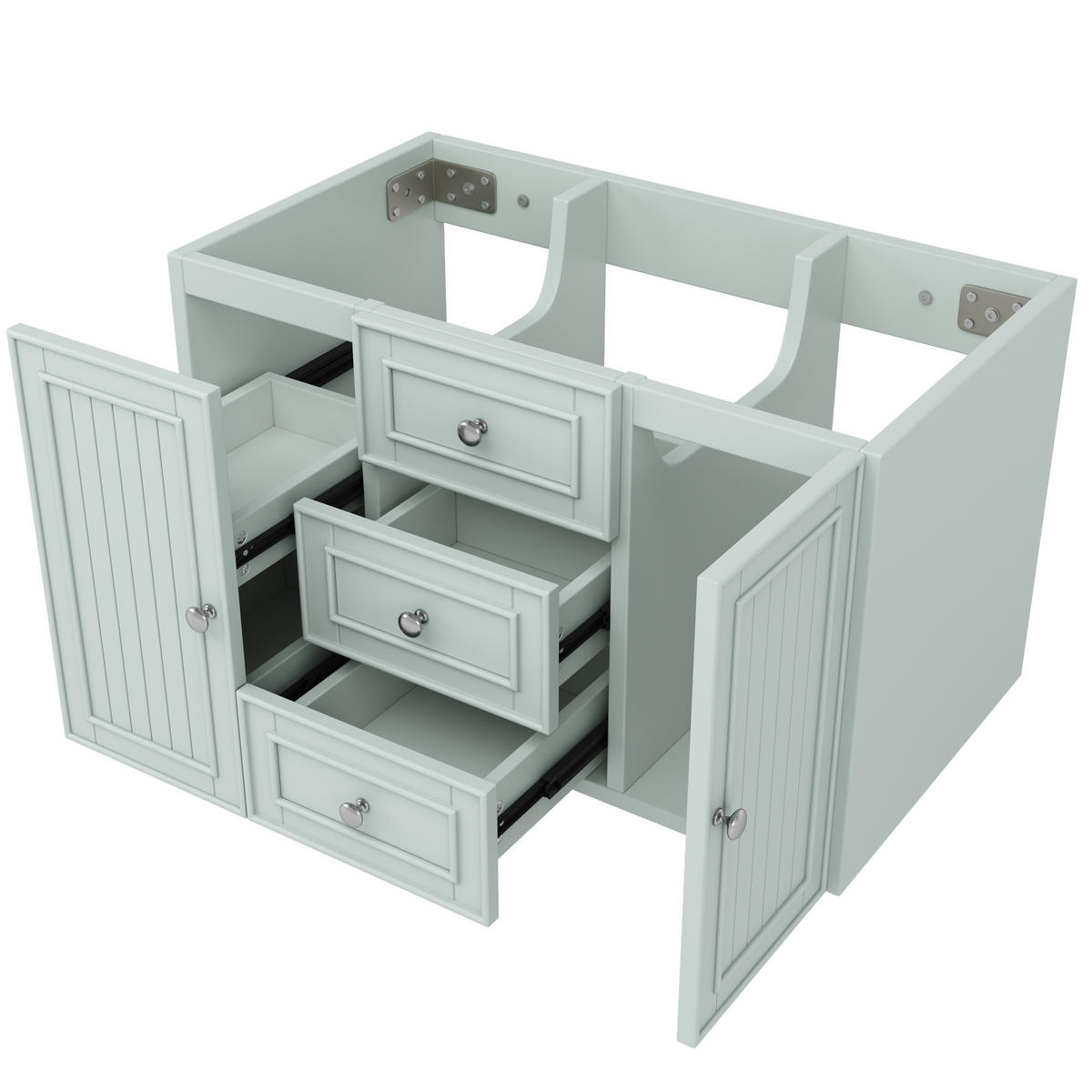 WASCHBECKENUNTERSCHRANK mit Keramikbecken 78,5 cm Grün - Grün, Metall (46/46.8/78.5cm) - Beauniv
