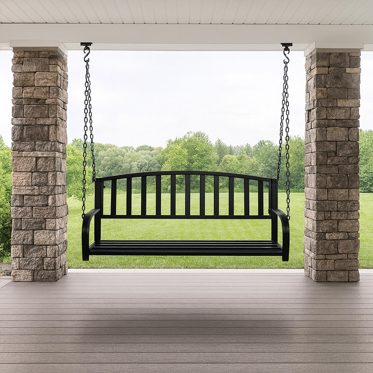 HÄNGEBANK - Schwarz, Metall (133/197/58cm) - Relaxdays