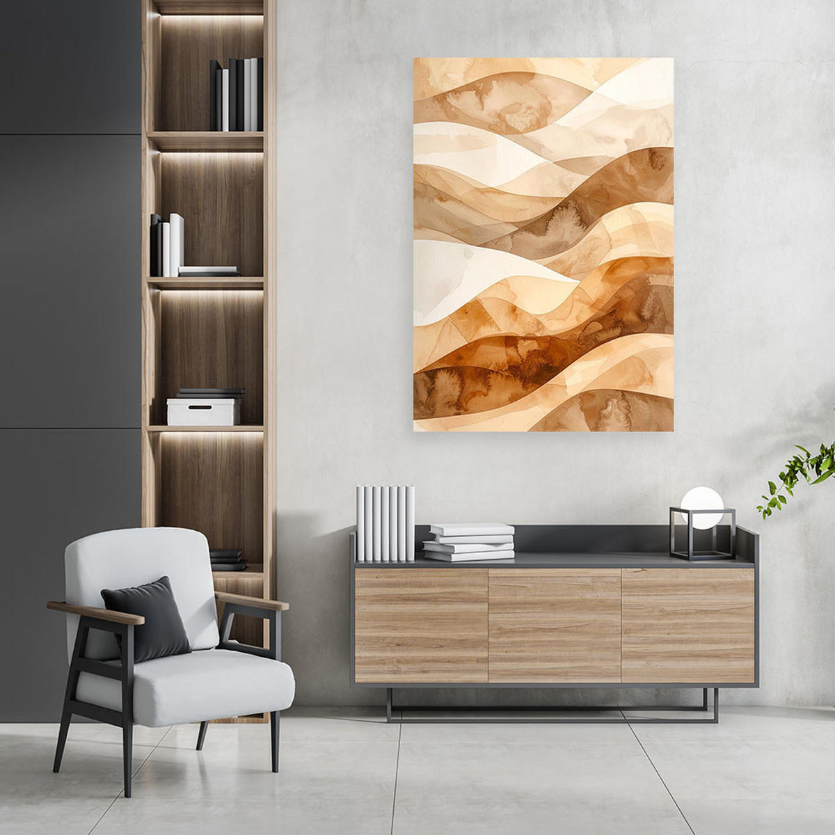 LEINWANDBILD 3D und geometrisch 60x90cm - Beige, Textil (60/90cm) - Feeby