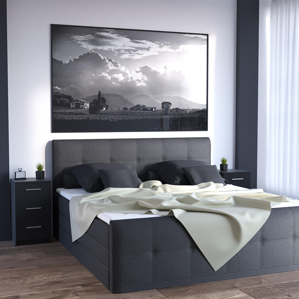 NACHTTISCH Schwarz 38 x 66 cm 2er Set - Schwarz, Holzwerkstoff (38/66/35cm) - Vicco
