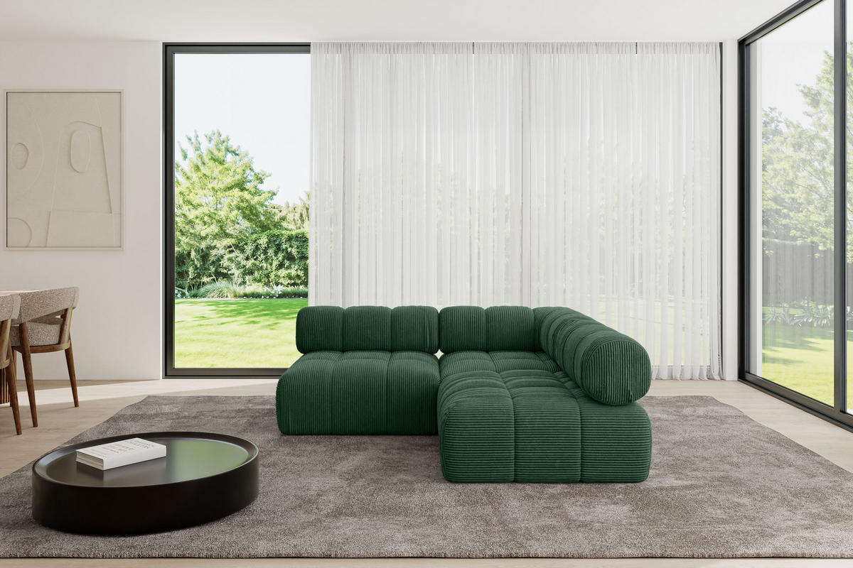 ECKSOFA modulares Sofa Samaro-L1 - 190x190x70 cm Grün Cord - Grün, Holzwerkstoff/Textil (190/190cm) - ALTDECOR