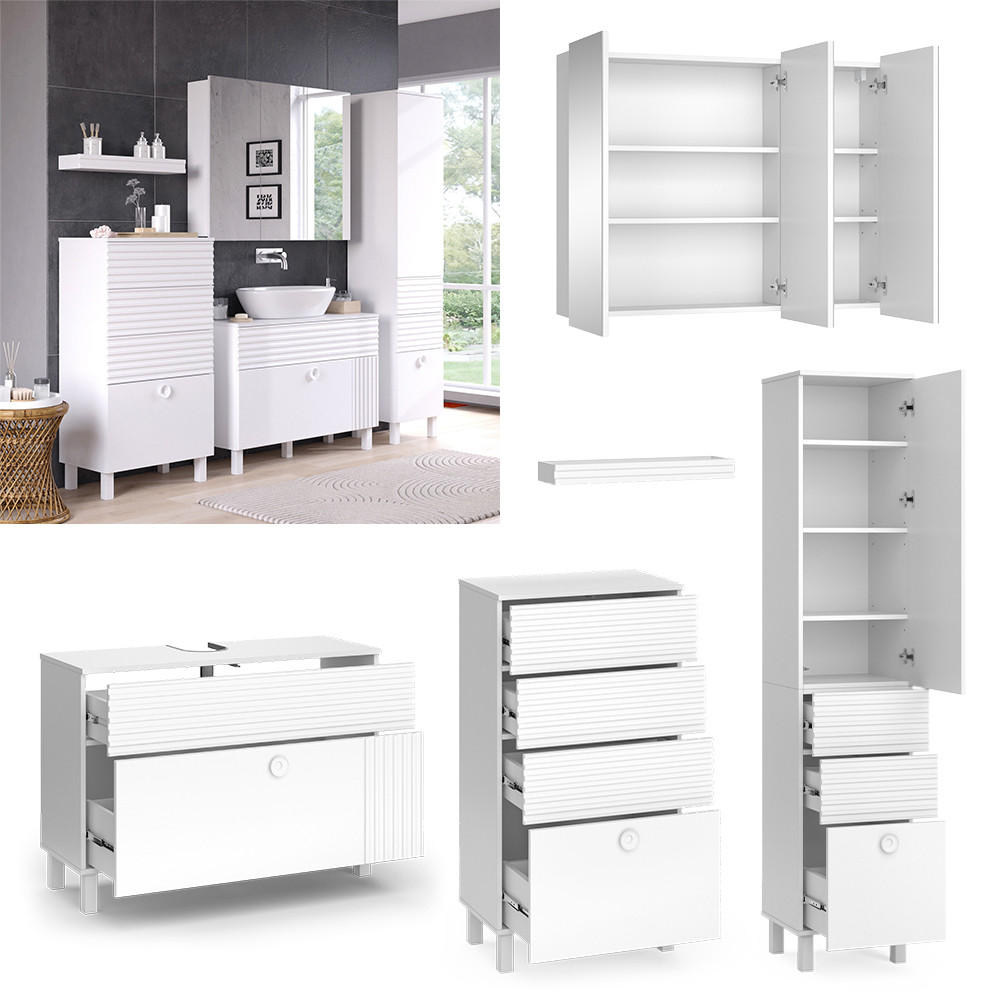 Vicco BADMÖBEL-SET Weiß 100cm × 37cm × 72cm