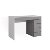 SCHREIBTISCH Elise Weiß/Grau/Grau 115 cm mit 5 Schubladen - Weiß/Grau, Holzwerkstoff (55/115/76cm) - Vicco