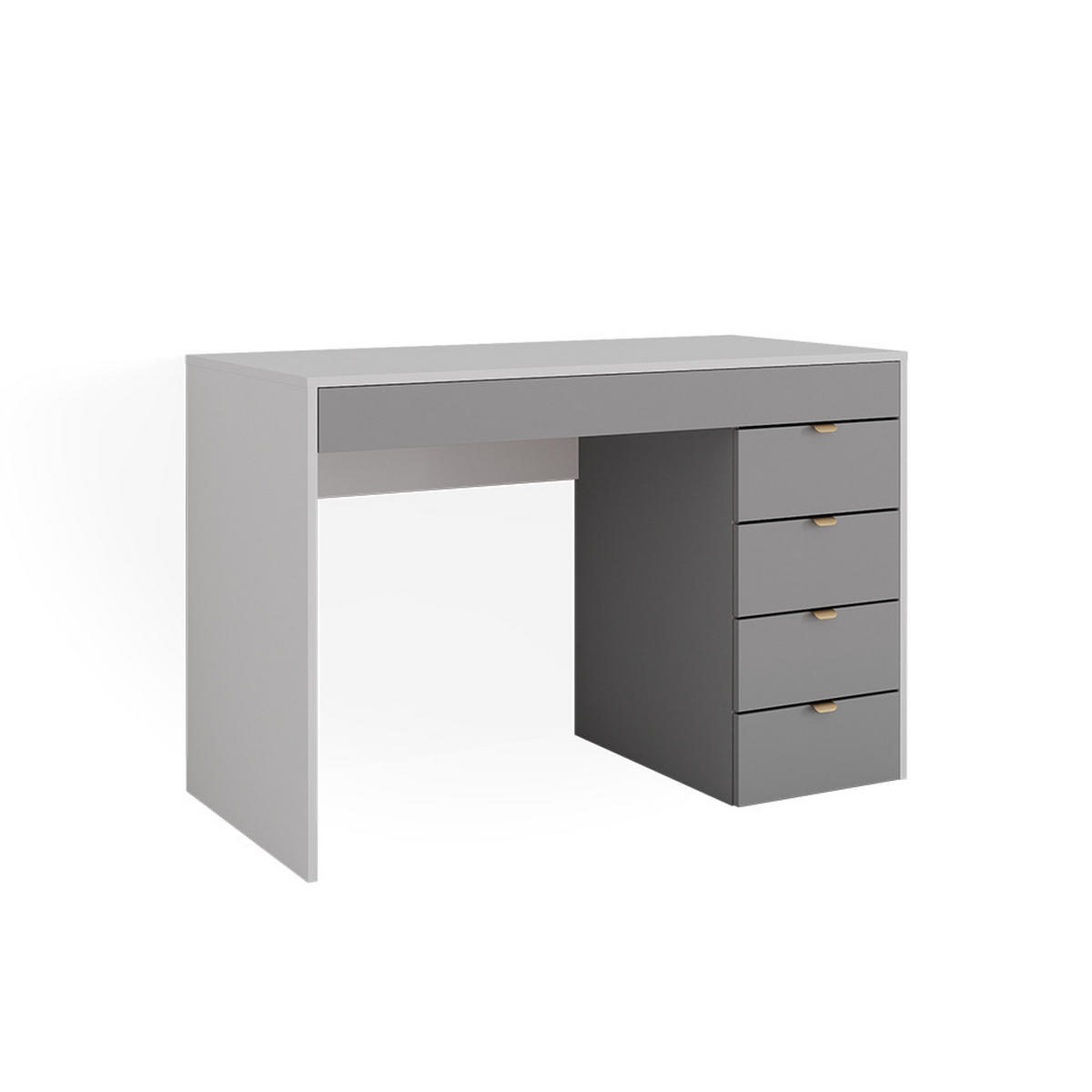 SCHREIBTISCH Elise Weiß/Grau/Grau 115 cm mit 5 Schubladen - Weiß/Grau, Holzwerkstoff (55/115/76cm) - Vicco