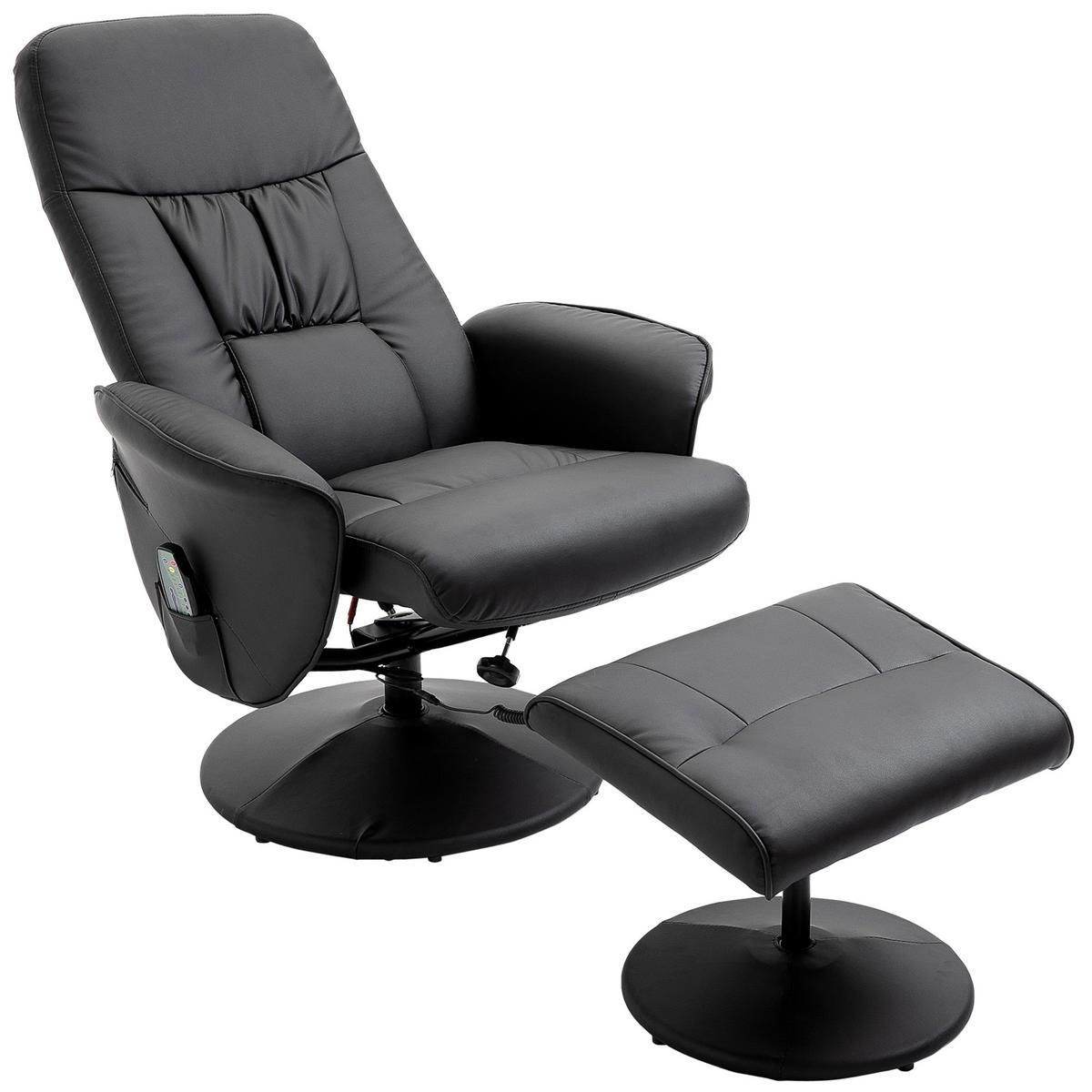 MASSAGESESSEL DE-06333 Mit Hocker, 10 Massagepunkte, 145° neigbar Schwarz - Schwarz, Metall (81/105/76cm) - ComfortXL
