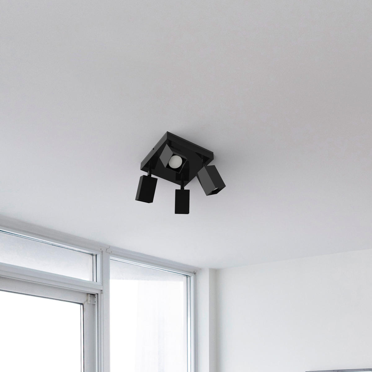 DECKENLEUCHTE - Schwarz Hochglanz, Metall (25/25/18cm) - Lumicom