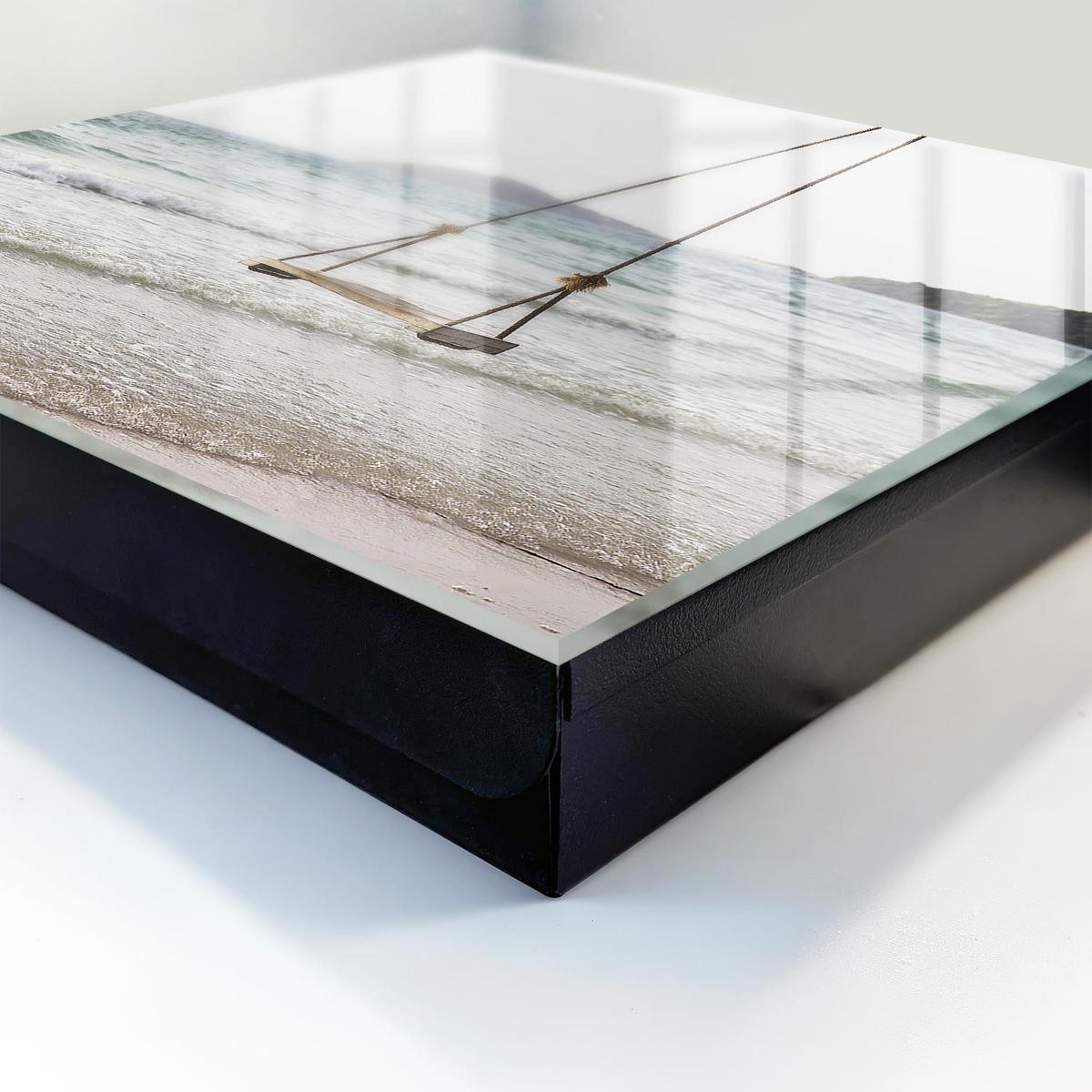SCHLÜSSELBOX Schwarz 30x30 cm- Türöffnung nach rechts - Strandidylle - Weiß, Metall (30/30/5cm) - TULUP