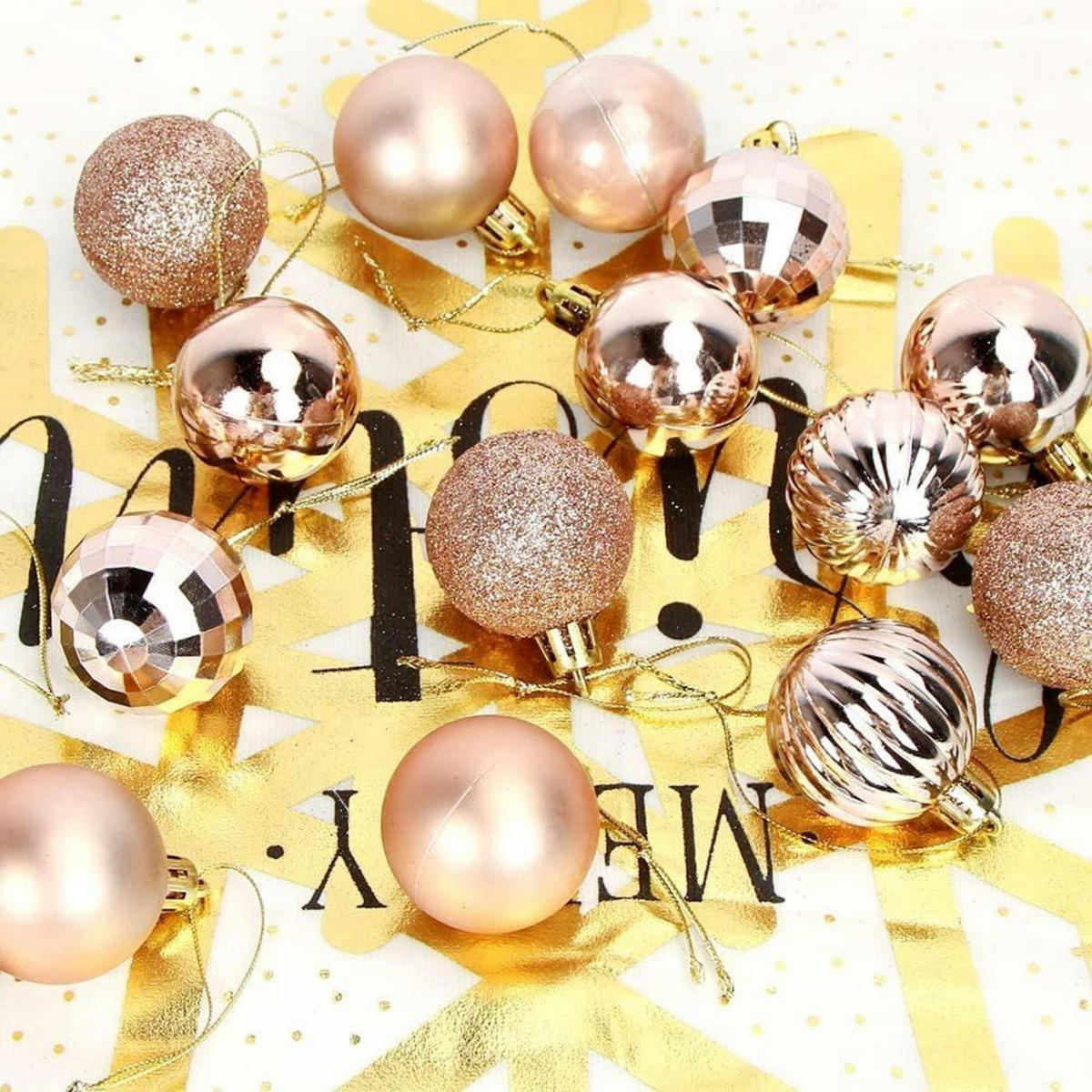 WEIHNACHTSKUGELN 36-teiliges Set Kunststoff 4 cm Roségold - Pink, Kunststoff (4/4/4cm)