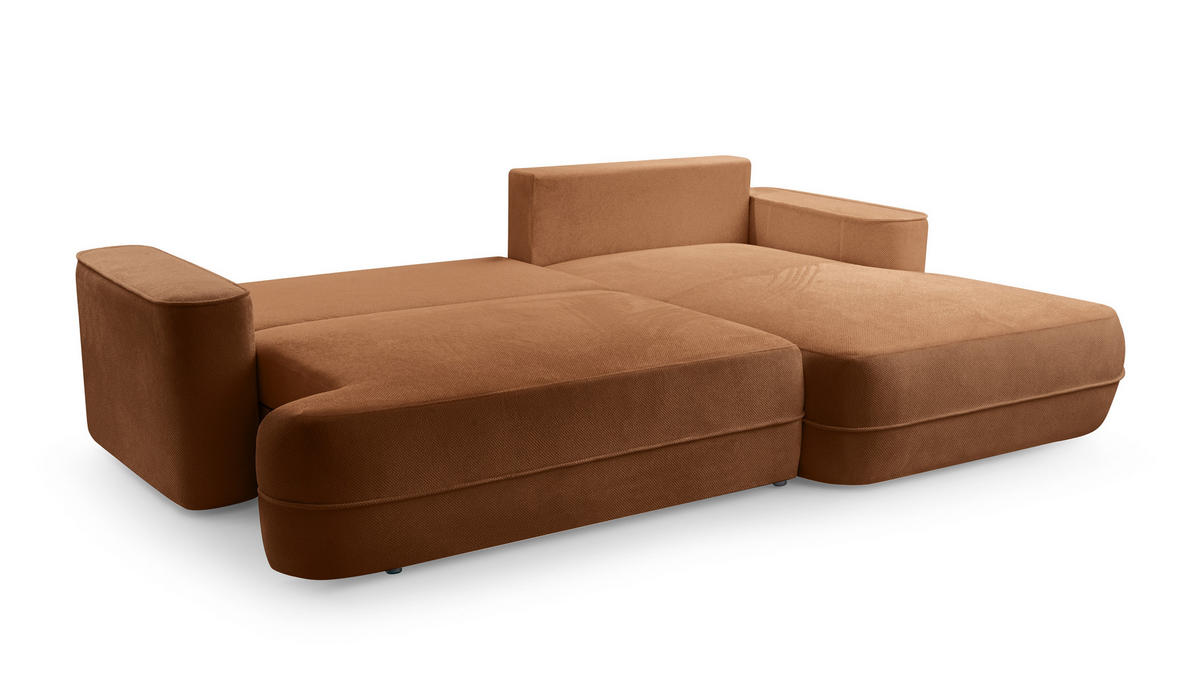 ECKCOUCH L Form Peoni Kupferfarbe 267/168/87 cm mit Schlaffunktion R - Dunkelorange/Schwarz, Kunststoff/Textil (267/168cm) - AX Living