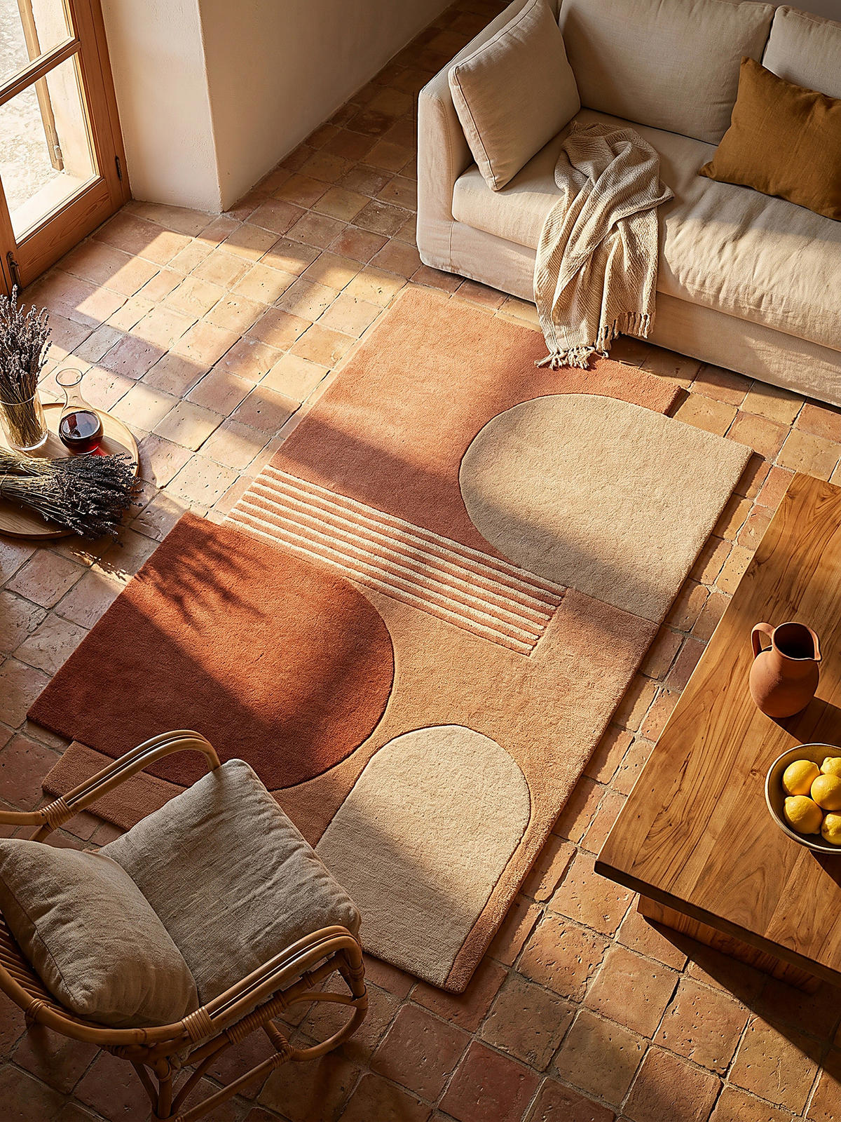TEPPICH aus Wolle HALLEIN in Terrakotta, geometrisch-abstrakt, 150 x 240 cm - Orange, Textil (150/240cm) - KADIMA DESIGN