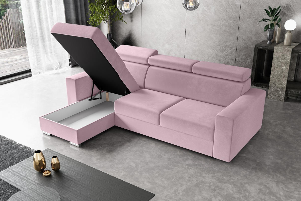 ECKSOFA in L-Form Corner Sofa Bett Eckcouch Couch Wohnlandschaft Cauchsofa FIX - 242x168 cm Rosa - Rosa, Holzwerkstoff/Kunststoff (242/168cm) - ALTDECOR