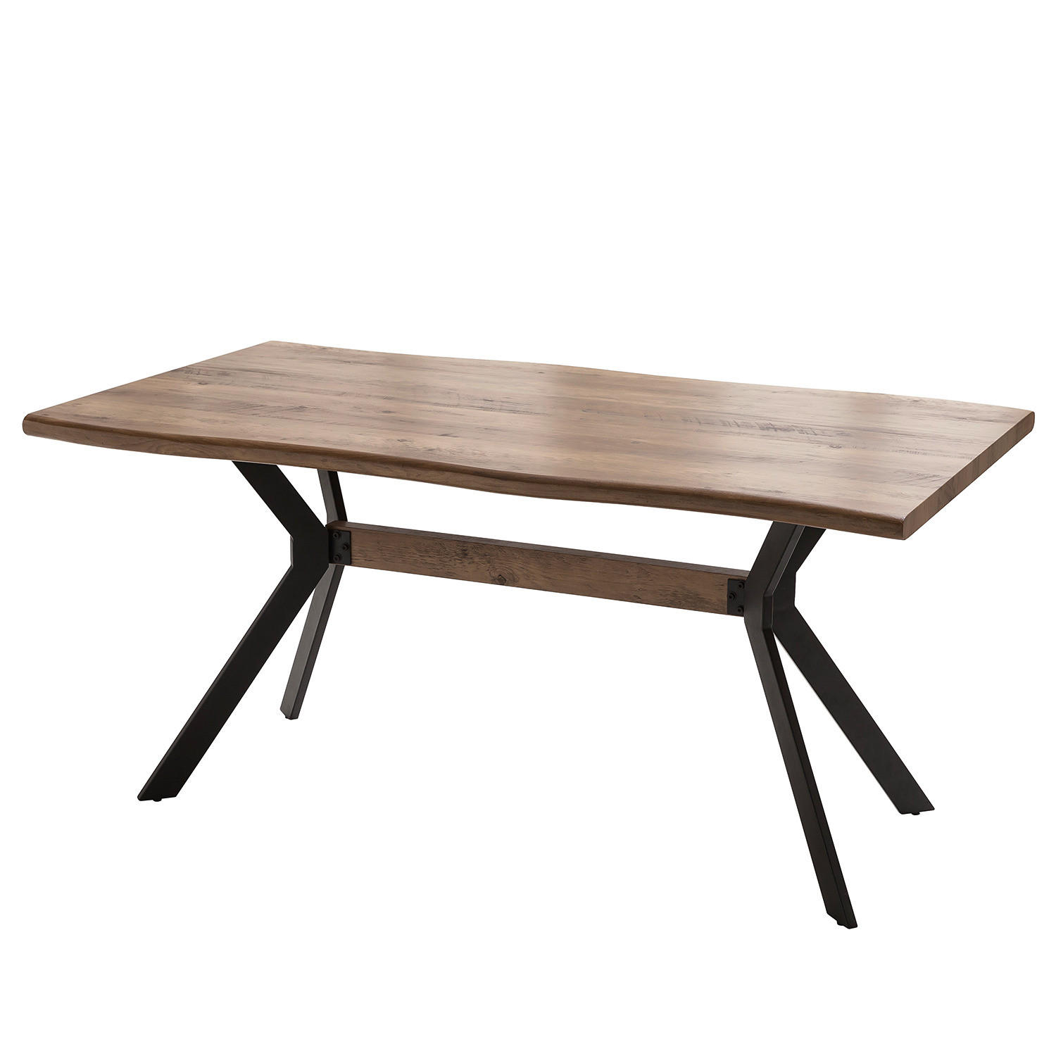 ESSTISCH - Metall - Wildeiche Antik Dekor / Matt Schwarz - Eichefarben, Holzwerkstoff/Metall (90/180/76cm) - home24