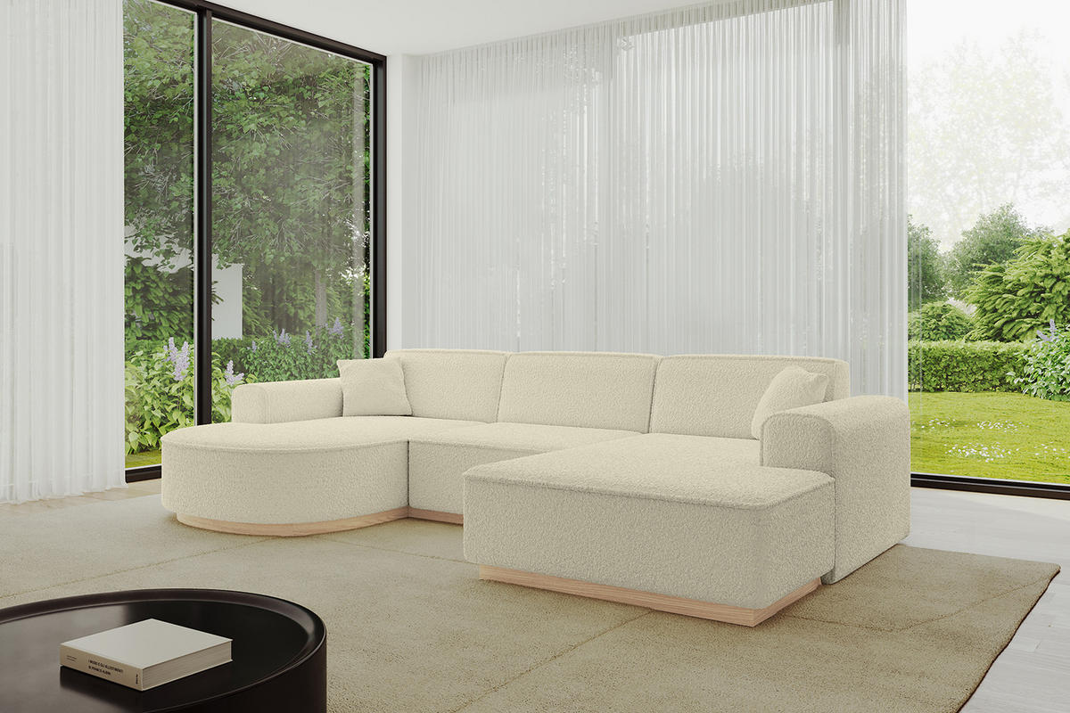 WOHNLANDSCHAFT ARRIO-U1 303x171x83 cm Creme - Creme, Holzwerkstoff/Textil (303/83/171cm) - ALTDECOR