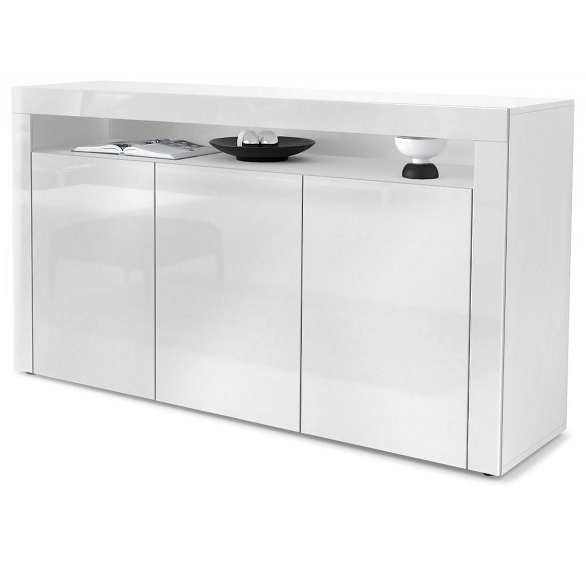 SIDEBOARD Valencia Weiß Hochglanz / Weiß Hochglanz - Weiß Hochglanz, Holzwerkstoff (155/92/40cm) - Vladon