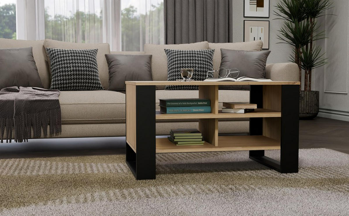 COUCHTISCH Artisan, Schwarz 90/50/58 - Schwarz, Holzwerkstoff (58/90/50cm) - RAUMHIRSCH FURNITURE