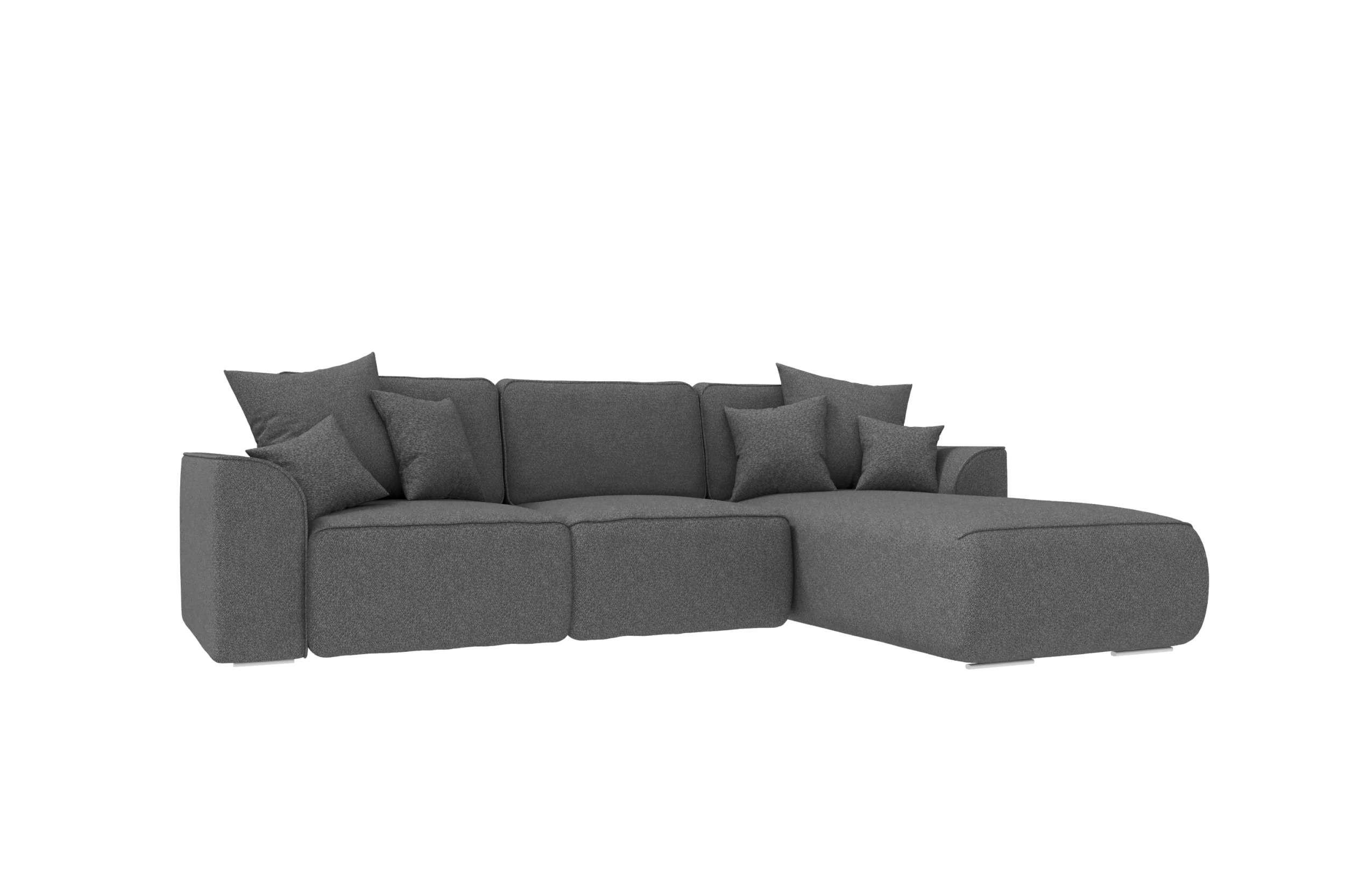 ECKSOFA GUSTO Strukturstoff Anthrazit Rechts inkl. Schlaffunktion - Chromfarben/Anthrazit, Kunststoff/Textil (295/194cm) - 99rooms