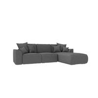 ECKSOFA GUSTO Strukturstoff Anthrazit Rechts inkl. Schlaffunktion - Chromfarben/Anthrazit, Kunststoff/Textil (295/194cm) - 99rooms