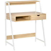 SEKRETÄR SCHREIBTISCH Weiß und Eichefarben mit Schublade und Ablage 80/50/100 cm - Naturfarben, Holzwerkstoff (50/80/100cm) - PANGIVO