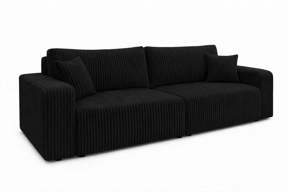 SOFA Mit Schlaffunktion Und Bettkasten, Cordstoff Tilia, Schwarz, BEST SCORNER - Schwarz, Holz (245/83/90cm) - Kaiser Möbel