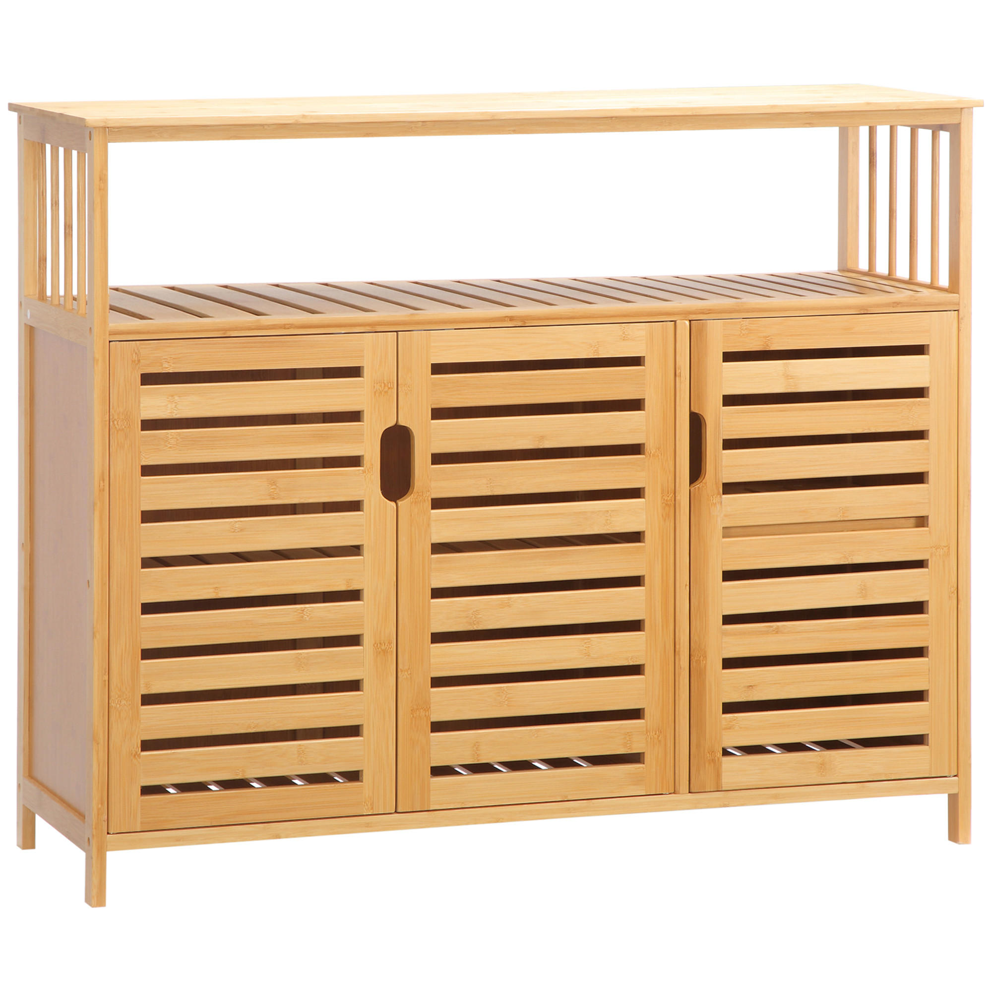 SIDEBOARD Bambus, 3 Türen, 100/35/82 cm - Naturfarben, Holz (100/82/35cm) - PANGIVO
