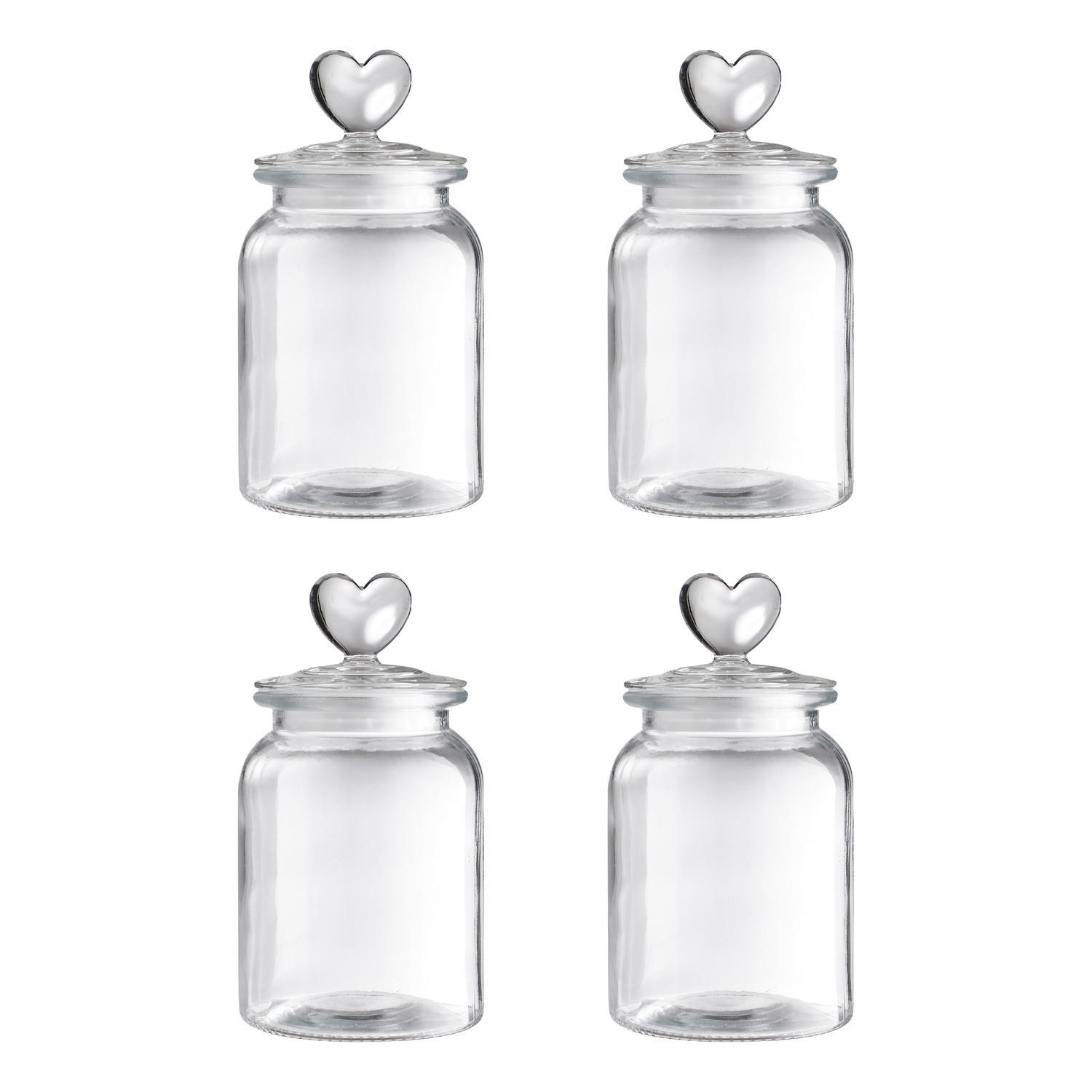 AUFBEWAHRUNGSGLAS (4er-Set) Sweet Hearts mit Herzen - Transparent, Glas/Kunststoff (10/20/10cm) - Butlers