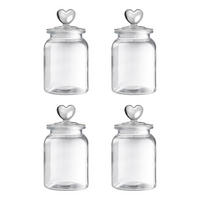 AUFBEWAHRUNGSGLAS (4er-Set) Sweet Hearts mit Herzen - Transparent, Glas/Kunststoff (10/20/10cm) - Butlers