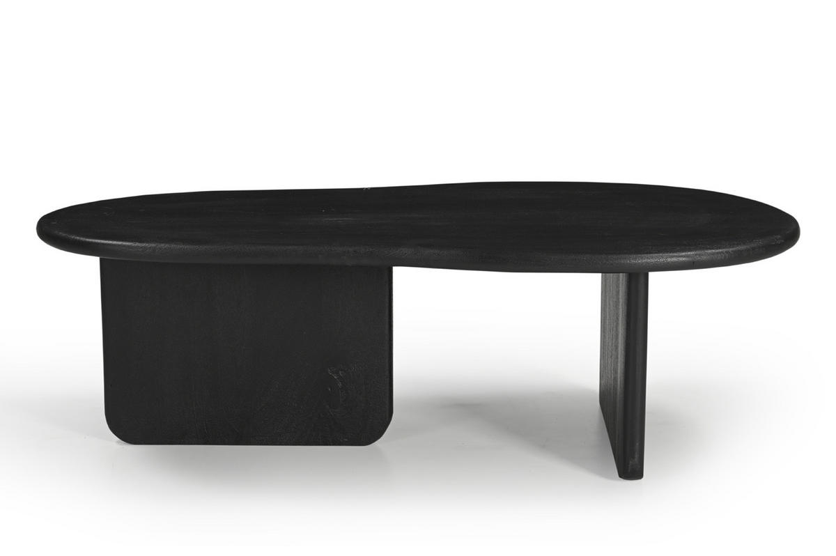 COUCHTISCH mit organische form aus Mangoholz 130cm, schwarz - Schwarz, Holz (130/65/38cm) - Giga Meubel