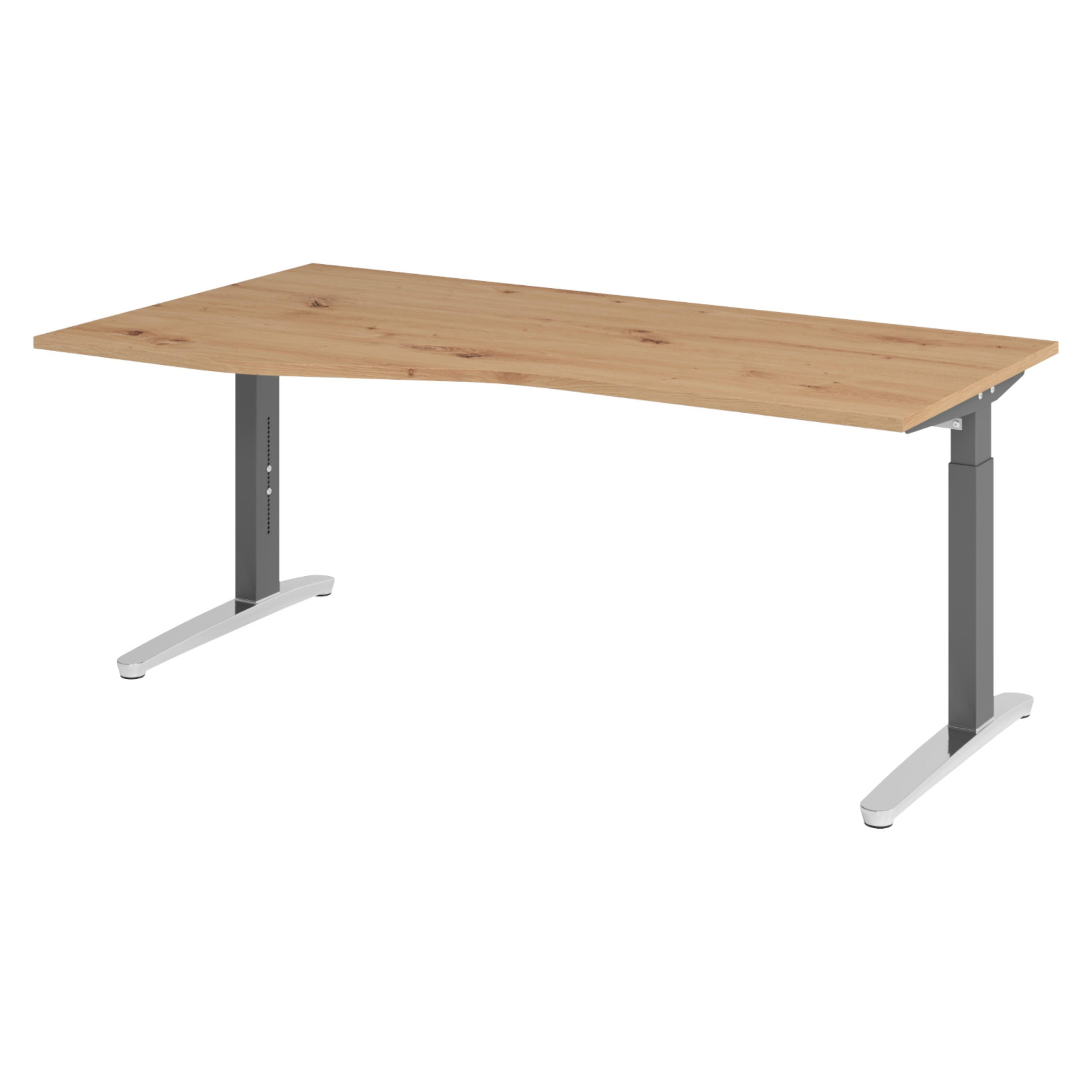bümö Schreibtisch Wildeiche, Graphit, Silber 180x74x100 cm