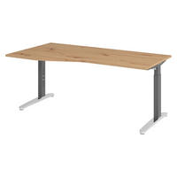 SCHREIBTISCH Serie-XB 100/180/74 cm in Wildeiche/Graphitfarben/Alu poliert - Wildeiche/Silberfarben, Holzwerkstoff (100/180/74cm) - bümö