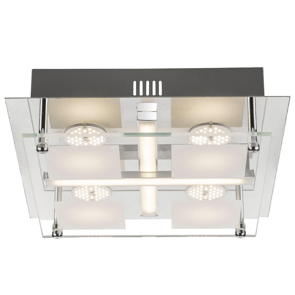 LED DECKENLEUCHTE Patra Weiß Chrom Glas - Weiß, Glas (24/24/7cm) - Globo Lighting